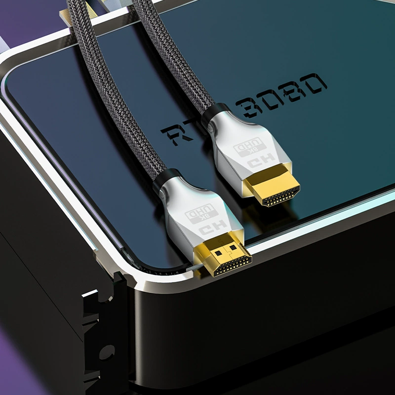 Заводская оптовая продажа Moken source HDMI 2.1, головка из цинкового сплава, HD-плетеный кабель, 8K цифровое ТВ HD кабель