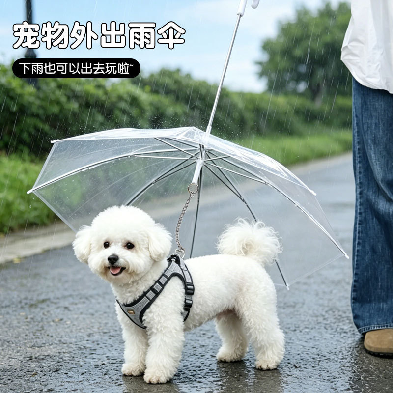 New Quick Order Teddy Small Dog with Leash Dog Walking Umbrella Pet Umbrella Dog Raincoat Poncho 6
