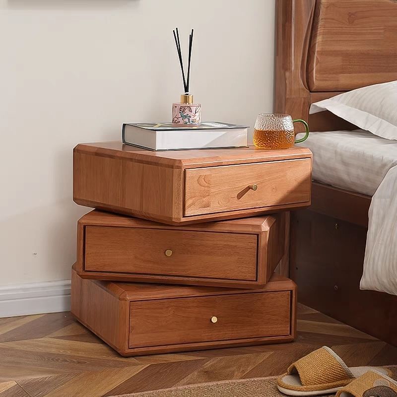 Rotating Bedside Table Solid Wood Bedside Table Simple Modern Creative Multi-Functional Storage Internet Celebrity Bedroom Storage Cabinet Multi-Layer