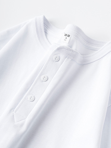 Xinjiang Cotton Heavyweight Henley Collar New Chinese Style White Pure Cotton Short-Sleeve T-Shirt with Button, Simple and Elegant High-End Casual Men and Women