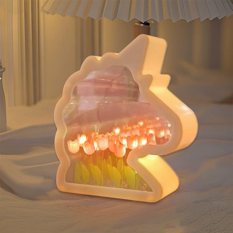 Ночник DIY «Рубик» 10×10 см с цветочным букетом LED (батарея/USB), подарочный набор