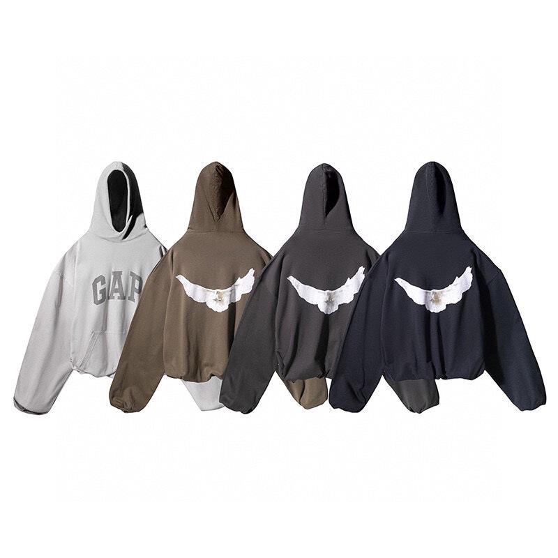 2026 Spring and Autumn New Style Kan@Ye Dove Letter Pattern Hooded Sweatshirt Unisex Wholesale Dropshipping