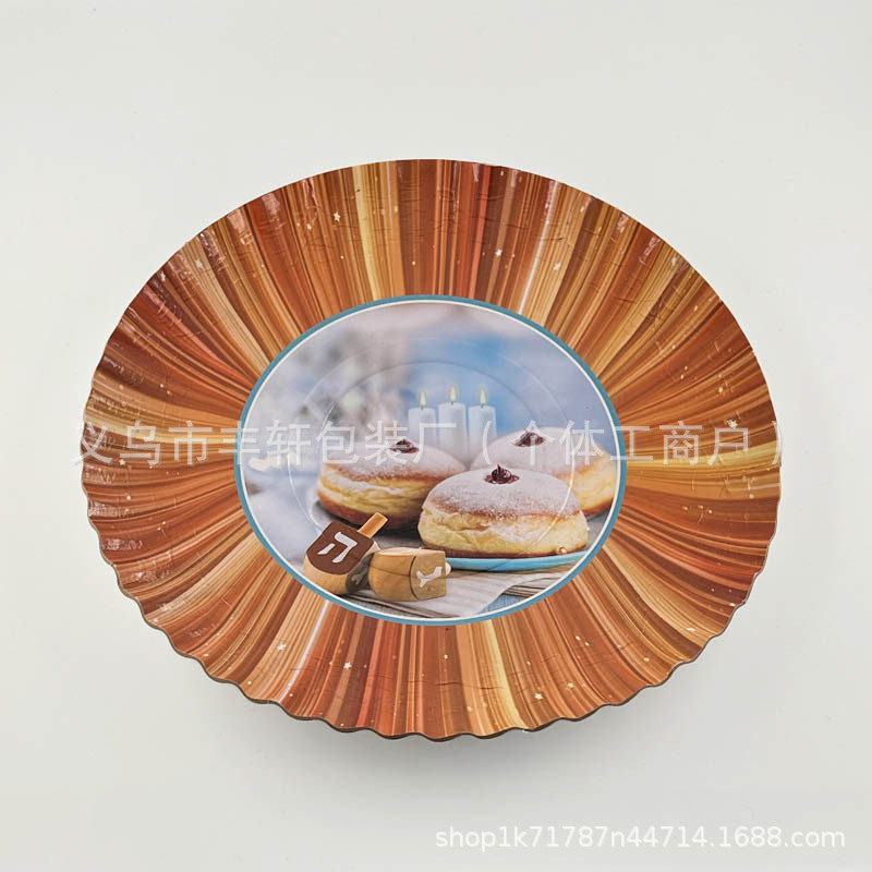 Fábrica directa 1200 gramos de bandeja de papel redonda gruesa bandeja desechable bandeja de papel de estilo europeo cubiertos de fiesta