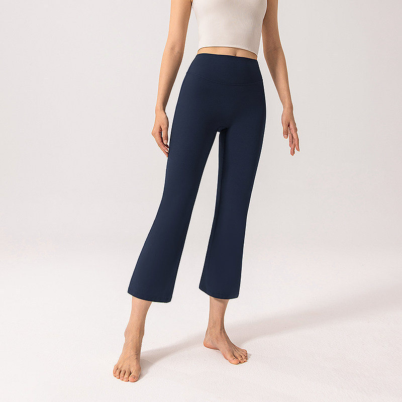 Slimming waist-cinching cropped flared sports pants for women, summer butt-lifting slimming Pilates yoga fitness capri pants Slimming waist-cinching cropped flared sports pants for women, summer butt-lifting slimming Pilates yoga fitness capri pants