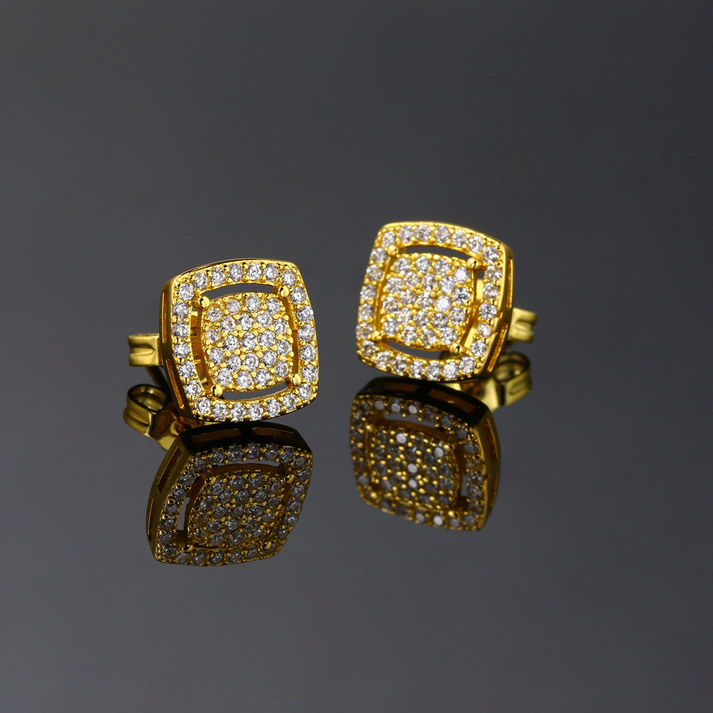 Unisex Gender 1 Pair Hip-hop Retro Geometric Square Plating Inlay Copper Zircon Ear Studs