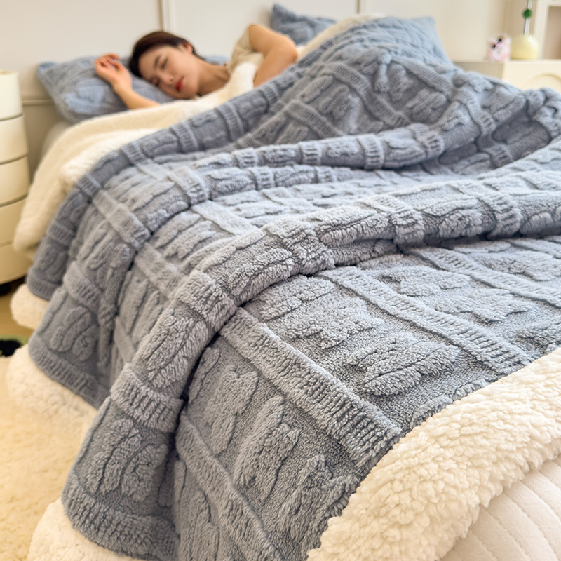 Manta de siesta invierno gruesa mantas de peluche leche oficina pequeña edredón de aire acondicionado mantas sofá mantas de cordero cashmere