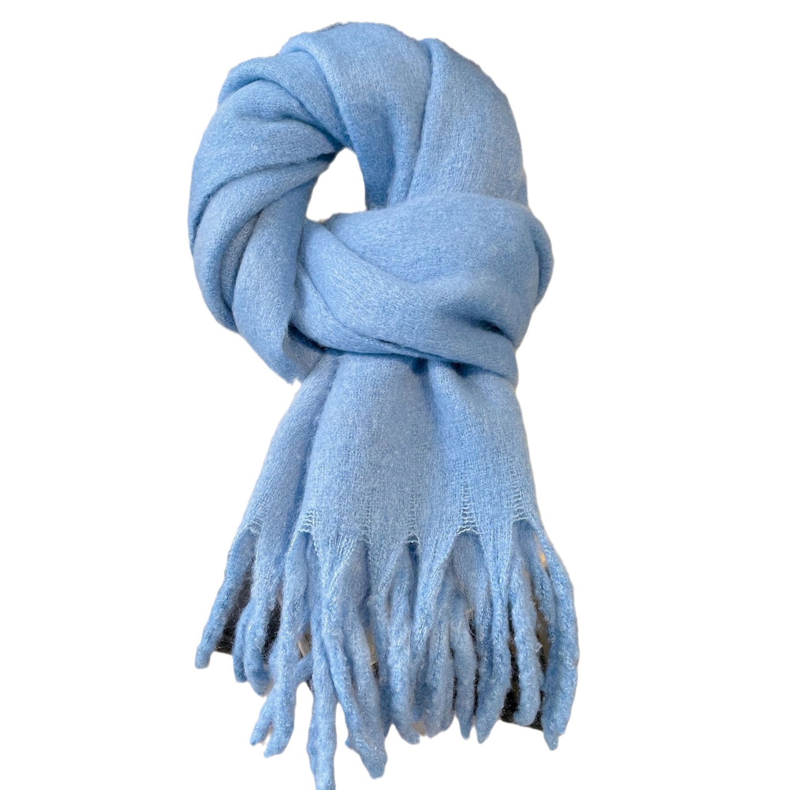 Bufanda Térmica de Color Liso con Flecos de Imitación Lana para Invierno