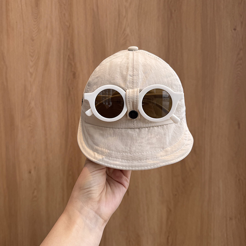 Sombrero de bebé versión coreana 2025 nuevo niño niña verano alero grande protector solar sombrero de sol sombrero de pescador gafas desmontables