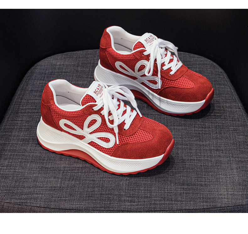 Giày sneaker nữ đế dày phong cách Đức phối da lộn màu đỏ Ancola — M2915 mạng đôi màu vàng, M2915- Mạng trong suốt 1m màu, M2915-1 lưới trong suốt màu vàng, M2915 mạng kép màu đỏ chi tiết 39