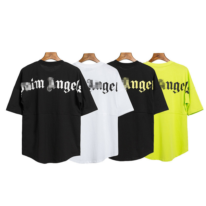 Factory wholesale European and American fashion brand palm angel drop shoulder short sleeve men and women couples Sanskrit back printed loose T-shirt
