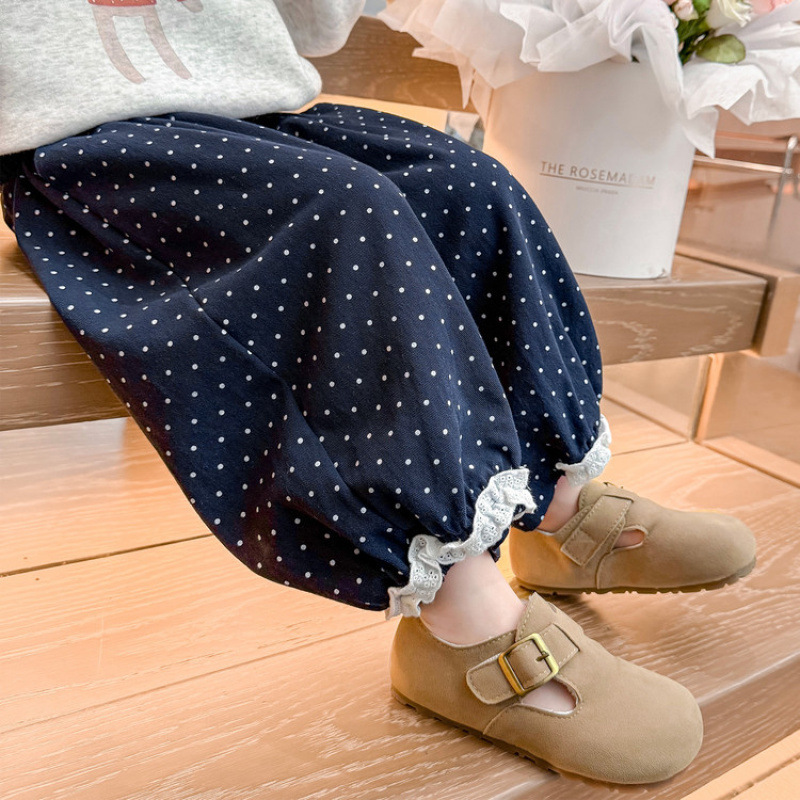 女童裤子早秋款2025新款儿童洋气时髦春秋韩版波点女宝宝直筒裤子|undefined