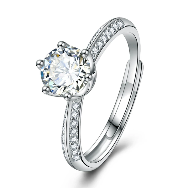 White diamond/1 carat (925 silver plated with platinum) approximately 1.7 grams