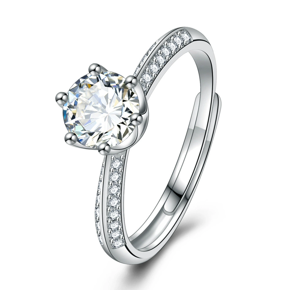 Jingdong Fashion Douyin Хит продаж Полукрест Montellar Mossian Montellar Diamond кольцо женское шесть зубов 1 карат открытое кольцо