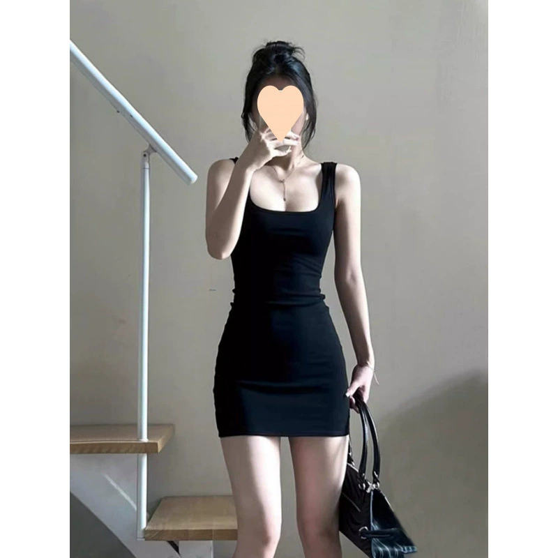 Pure Desire Hot Girl с открытыми плечами, черное платье на бретелях, женская летняя новая стильная юбка для мамы, обтягивающая короткая юбка на бедрах, стиль королевской сестры
