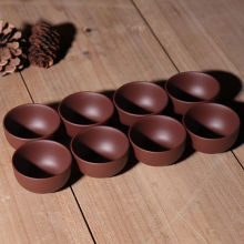 茶具套装宜兴紫砂朱泥品茗功夫小直口茶杯大陶瓷茶碗杯8个装跨境