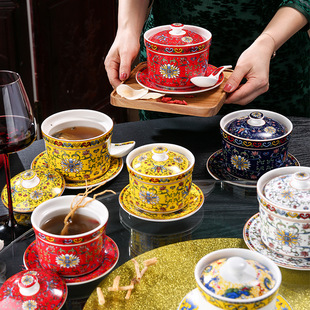New Chinese-Style Ceramic Stew Cup for One Person with Lid and Water-Proof Stew for Household Bird's Nest Supplement Stew Soup Cup with Multiple Color Choices