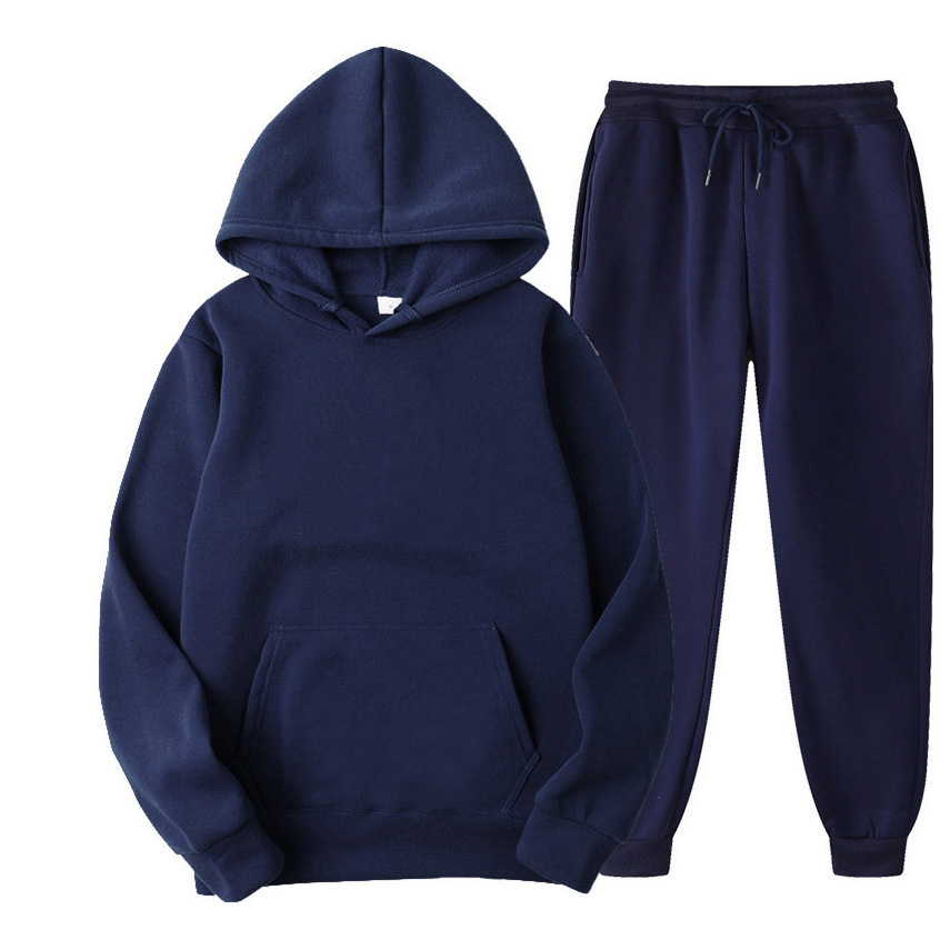 Effen kleur bedrukt unisex casual sport shirt broek effen sweatshirt en joggingbroek set_voghion.com