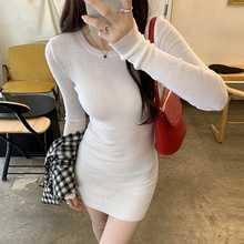 韩系秋冬穿搭羊毛内搭打底针织衫女2025年新款长袖中长款修身上衣