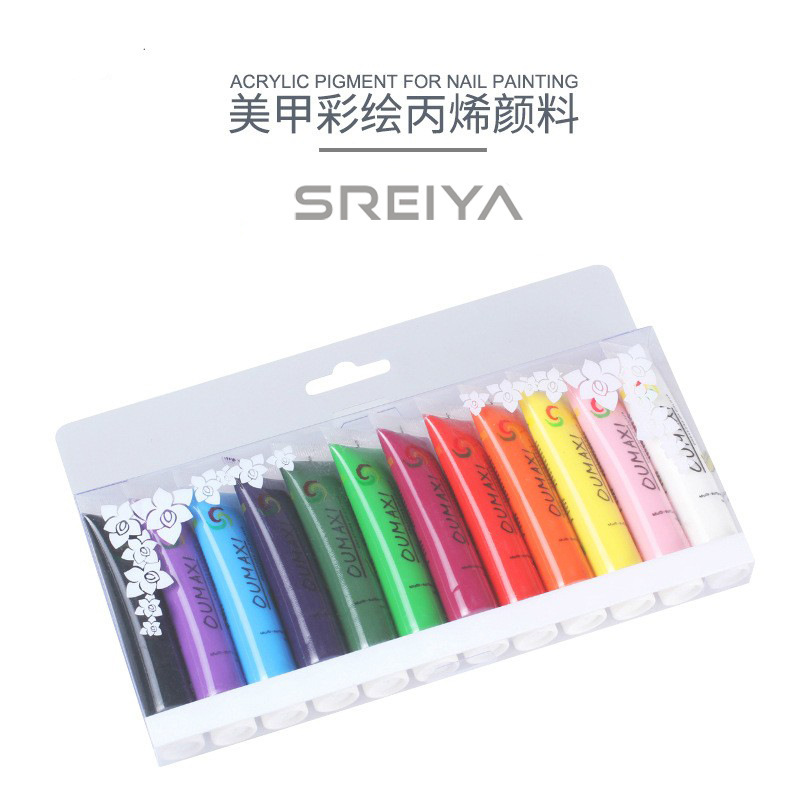 Nail art 12 color 3D nail color painting flower paint painting flower paint nail art row pen paint set 12ml wholesale Nail art 12 color 3D nail color painting flower paint painting flower paint nail art row pen paint set 12ml wholesale