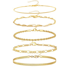 欧美跨境新品手饰简约刀片手链套装百搭ins时尚饰品女可调节手链