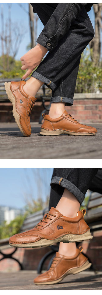 Giày lười nam thủ công da PU đế bằng cổ thấp cỡ lớn phong cách ngoài trời — 8727 màu kaki, 8727 màu đen, 8727 nâu nhạt, 8727 nâu sẫm chi tiết 11