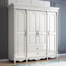 美式实木衣柜欧式田园轻奢乡村卧室四门卧室套房家具复古储物衣橱
