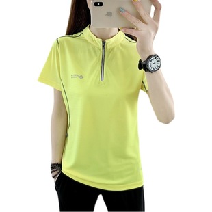 Stand Collar Quick-drying Clothes Short-sleeve Women's Elastic Thin Breathable Quick-drying Clothes Running Sports Hiking Outdoor Climbing Half-sleeve t