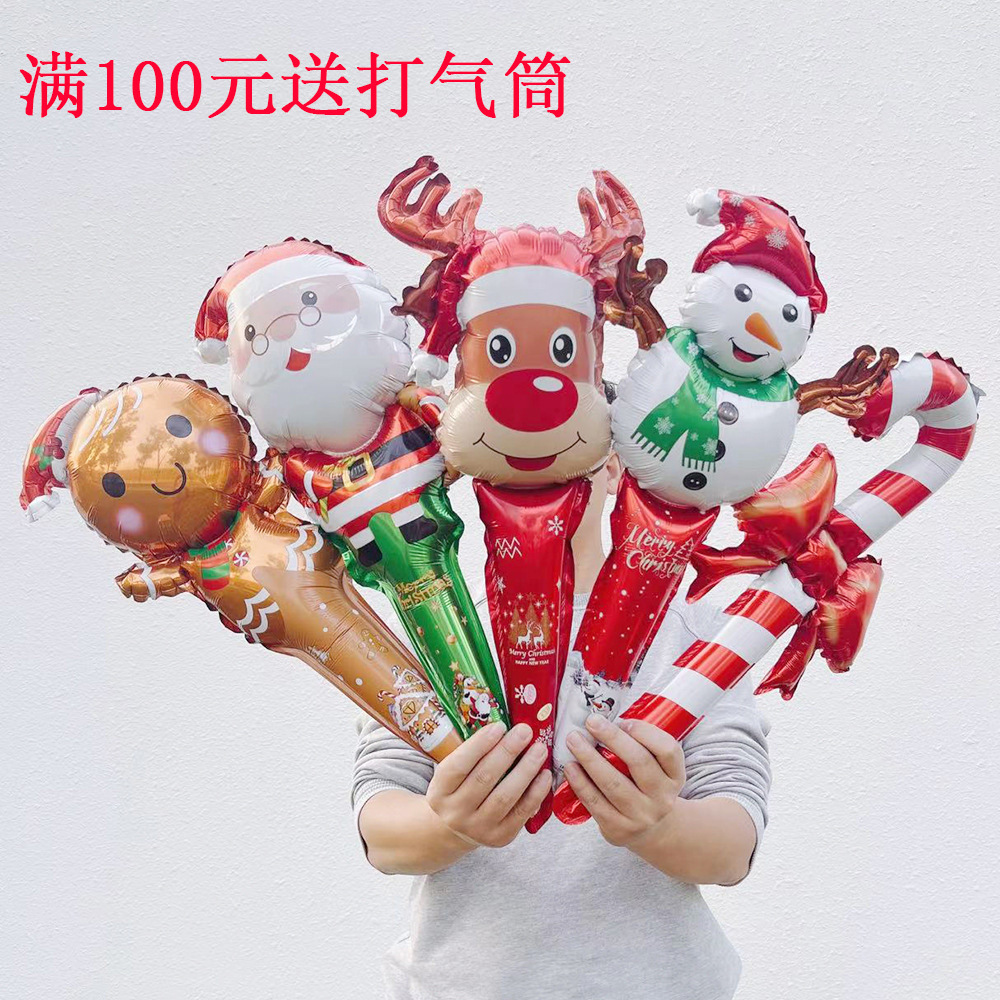 christmas hand-held bar aluminum balloon christmas decoration santa claus gingerbread man snowman aluminum balloon