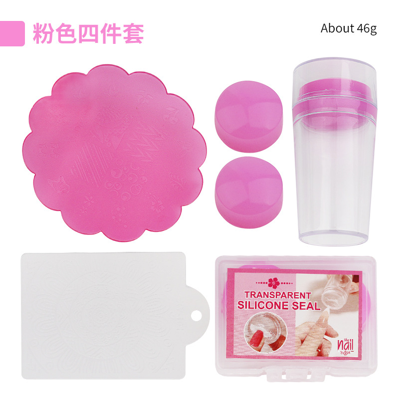Nuevo juego de raspador de sello de 4 piezas con estampado de uñas francés, cabezal de sello de silicona multiusos, herramienta de transferencia de pintura en stock