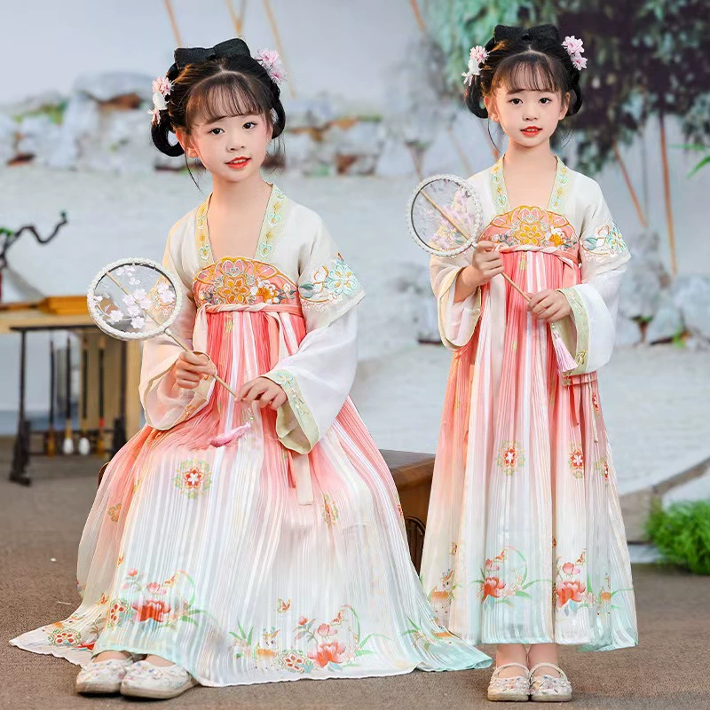 Новый китайский стиль Hanfu для детей весна, лето и осень 2025 новый длинный рукав китайский стиль Hanfu для девочек конфуцианское платье платье