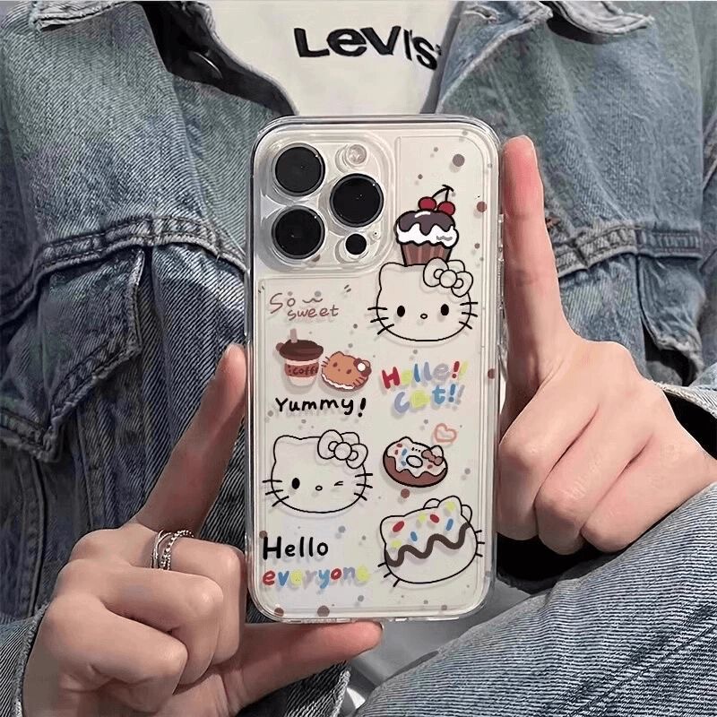 Dessert Kt Cat Suitable for Iphone17 Mobile Phone Case Apple 16Promax Cartoon 15 Cross-Border 14Pro Transparent 13