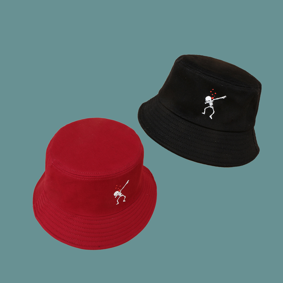 Nouveau Chapeau De Pêcheur De Crâne D'amour De Parasol Rouge De Mode display picture 1