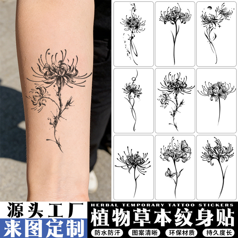 Vintage Floral Herbal Tattoo Stickers for Forearm, Unique and Realistic Temporary Tattoo Stickers