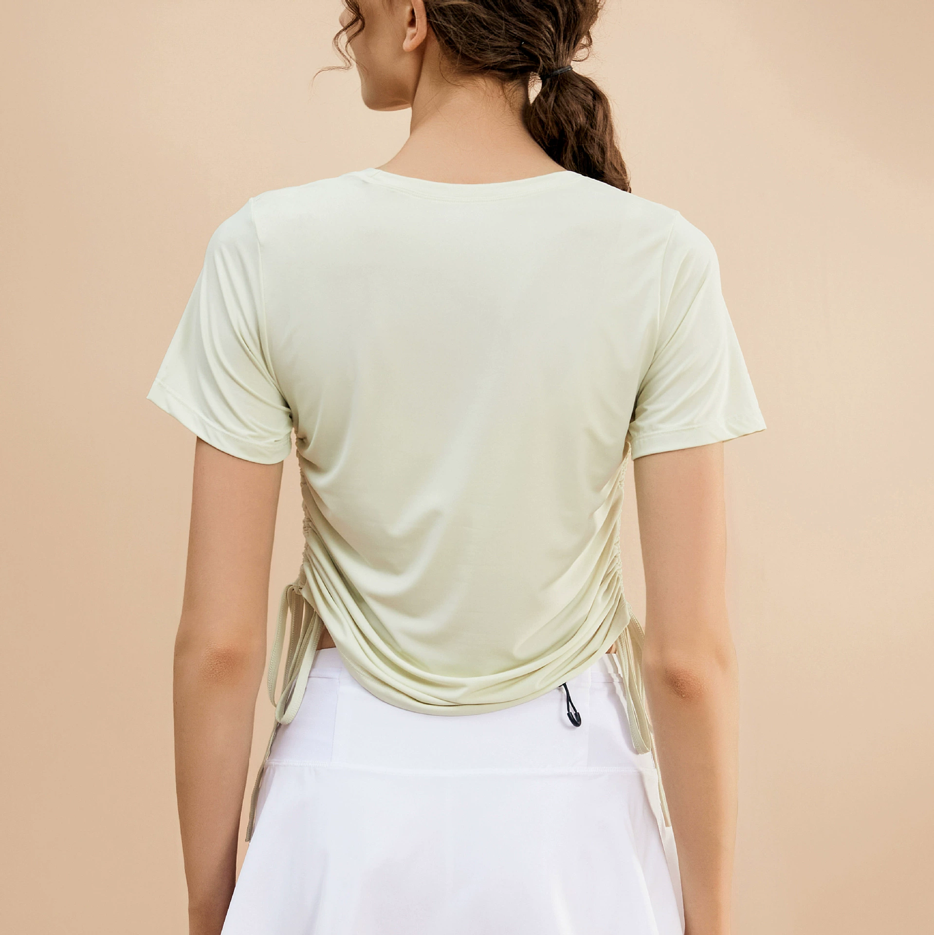 Спортивный летний тонкий бандаж для спортзала, футболка для тренировок, одежда для йоги, на завязках, с коротким рукавом, для бега