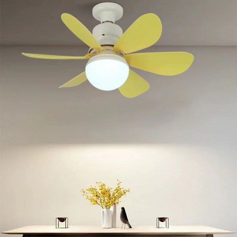 Luz de ventilador de control remoto inteligente D con atenuación de tres colores Dormitorio doméstico con atenuación de tres colores Luz de ventilador de habitación infantil Luz de ventilador de araña