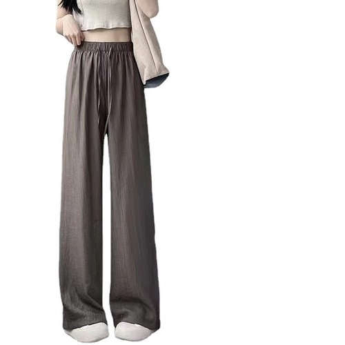Women's Summer Slouchy Flowy Crepe Zen-Inspired Pants High-Waisted Droopy Kanban Pants Thin Casual Straight Leg Pants