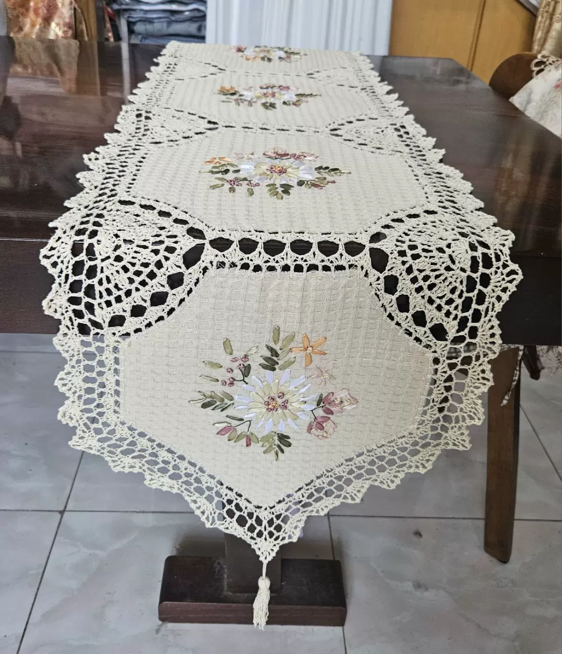 钩针丝带绣 抱枕 棉线棉绳手工编织新款波西米亚简约家居客厅沙发