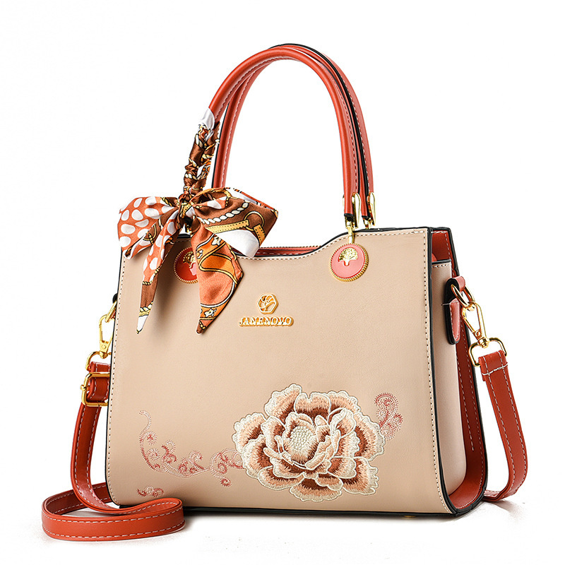 Bolsa de mano de mujer elegante regalo 2025 nuevo estilo para la suegra flores bordadas de moda bolso de hombro