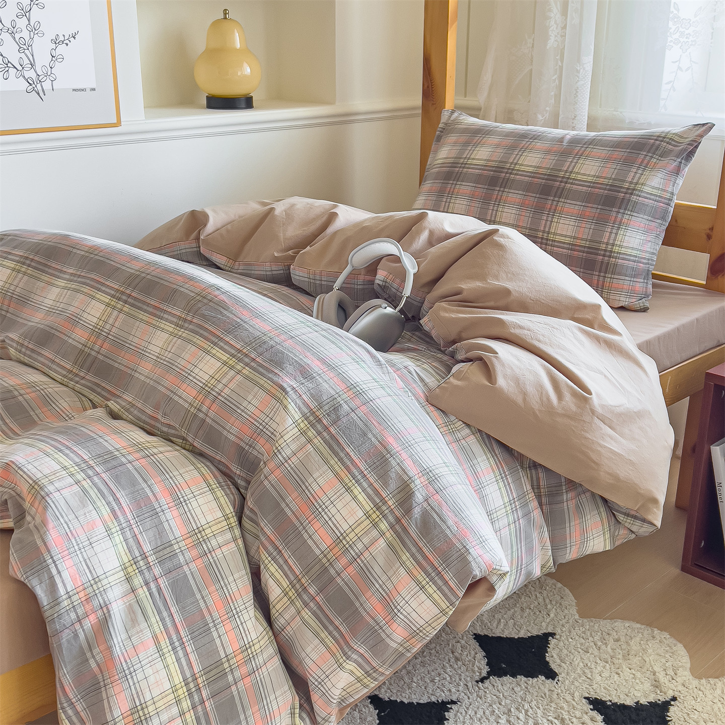 Juego de cama de dormitorio de estudiantes de tres piezas de algodón puro 2025 nuevas sábanas de cuatro piezas fundas de edredón