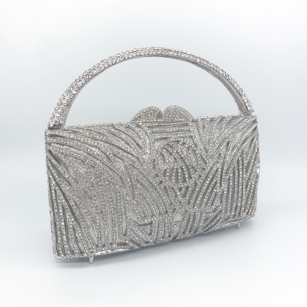 Nuevos productos transfronterizos bolsas de diamantes para la cena, bolsas de diamantes metálicas rígidas, vestidos de banquete, bolsas de mano, cadena de plata
