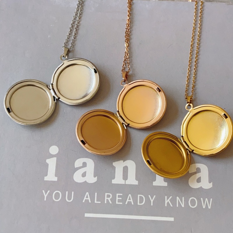 18K Gold Plated, Rose Gold Plated, White Gold Plated Plating Material 18K Gold Plated Rose Gold Plated White Gold Plated 316 Stainless Steel Titanium Steel Ion Plating (IP) Round IG Style Locket Necklace For Unisex
