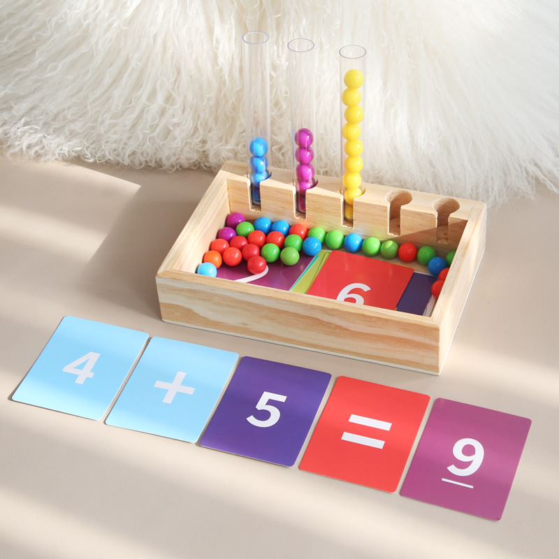 El juego de combinación de cuentas de clip de tubo de ensayo para niños beneficia la inteligencia, el ejercicio cognitivo del color, la coordinación mano-ojo, la educación temprana Montessori