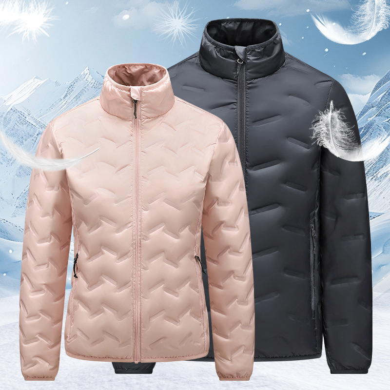 Transfronterizo ultraligero chaqueta de plumón de costilla hombre corto otoño / invierno 2025 nuevo abrigo de plumón de cuello caliente comercio exterior