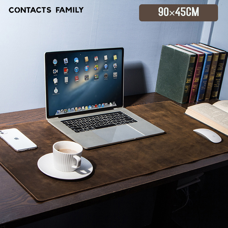 办公桌垫复古疯马皮笔记本电脑鼠标垫超大防滑台式电脑桌皮垫现货