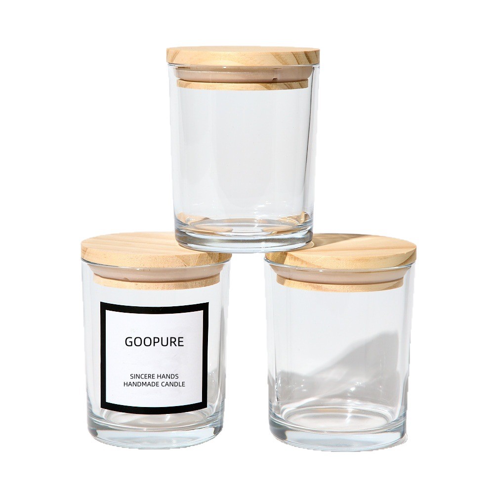 Amazon Hot Sale Spot 200ml taza de vela transparente con tapa de madera para la fabricación de velas exclusivas transfronterizas