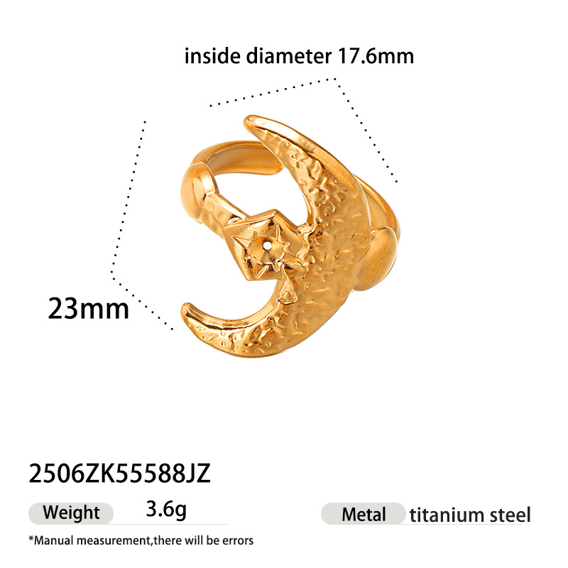 Anillo de acero inoxidable de estilo europeo y americano Tena Diseño de nicho femenino Luna lisa Delfín Anillo abierto Lujo ligero Sentido de alta gama