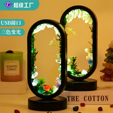 天然水晶原石椭圆形夜灯 水晶蘑菇森系氛围夜灯跨境家居灯饰摆件