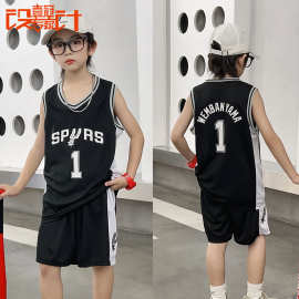 新款童装儿童篮球服马刺队1号文班亚马童服训练服宝宝球衣班队服