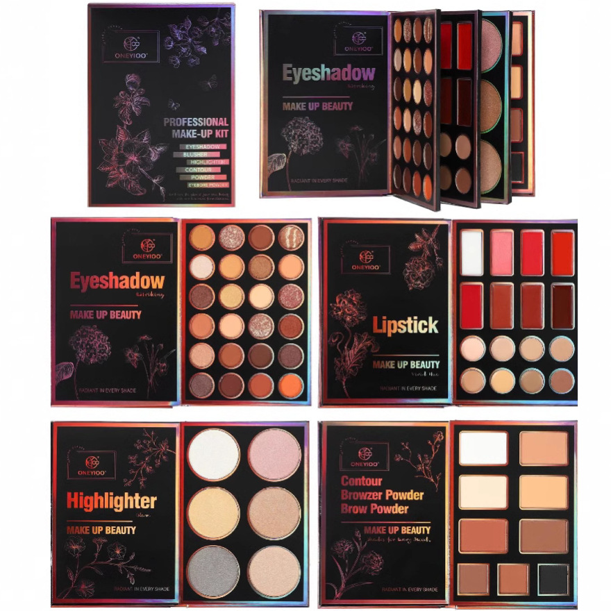 Foreign trade cross-border new 4-page 55-color eye shadow plate like pearlescent highlight lip freeze concealer multi-functional makeup book explosions