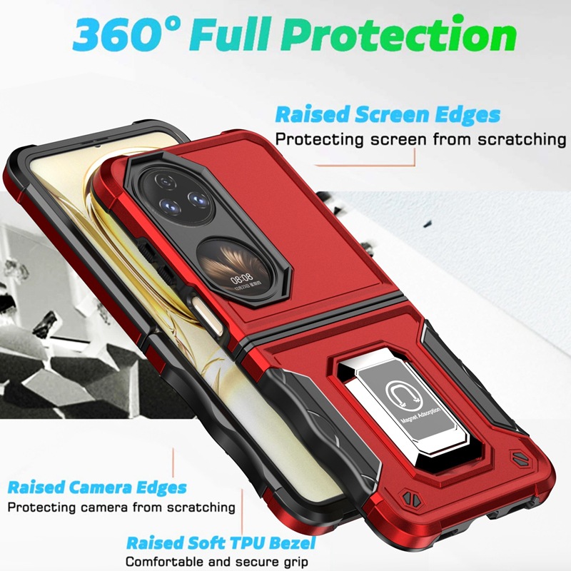 Suitable for HWP50Pocket Military Flag Ring Phone Flip Folding Screen Stand Armor Protection Case_voghion.com